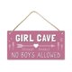 thumbnail image 1 of Signo de cueva de niña, decoración de habitación de niñas para dormitorio, 12 x 6? Letrero colgante de decoración de plástico PVC, impresión de alta precisión, a prueba de agua, letreros para habitaciones de niños ACTIVE Biensenido a ACTIVE, 1 of 5
