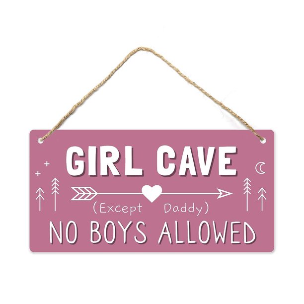 Signo de cueva de niña, decoración de habitación de niñas para dormitorio, 12 x 6? Letrero colgante de decoración de plástico PVC, impresión de alta precisión, a prueba de agua, letreros para habitaciones de niños ACTIVE Biensenido a ACTIVE