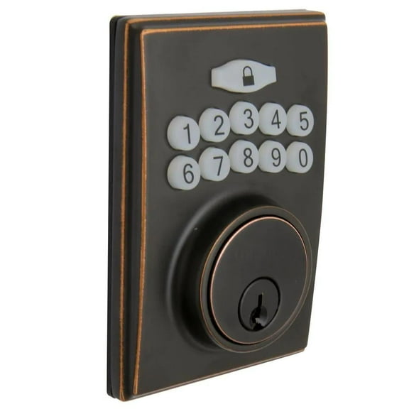 Square Aged Bronze Electronic Single Cylinder Keypad Deadbolt