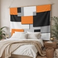 thumbnail image 3 of Orange Grey Black Geometric Tapestry for Bedroom Wall Hanging Tapestry, Modern Abstract Art Ceiling Backdrop Tapestries Poster Blanket Wall Decor for Teens Room Living Room Dorm 51" x 59", 3 of 7
