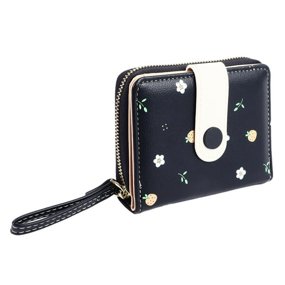 Cartera para mujer Nikou negra con cremallera pequeña minimalista de piel sintética gran capacidad suave tarjetero