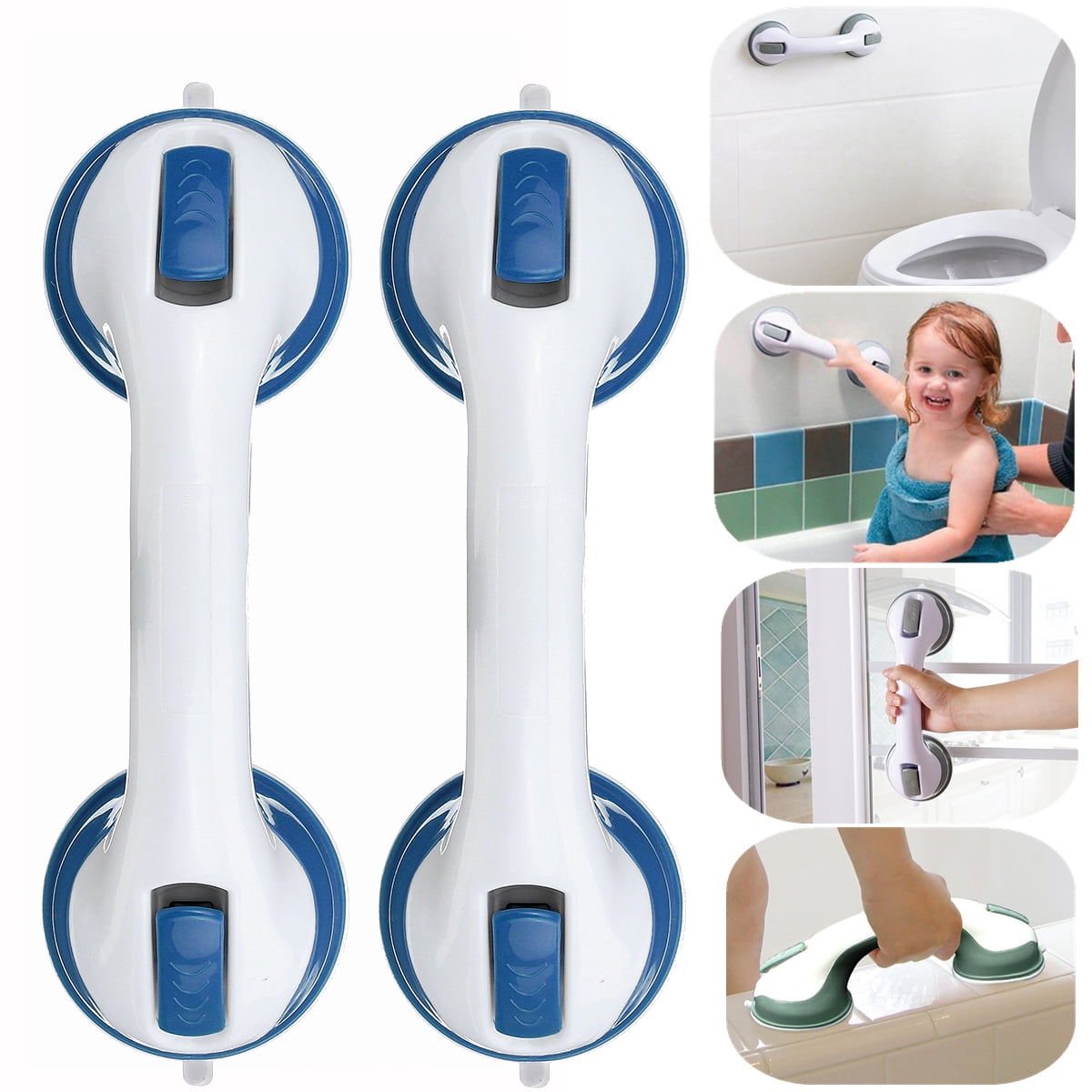 2Pcs Suction Cup Strong Powerful Bathroom Shower Grip Grab Handle Bar 