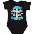 thumbnail image 3 of Inktastic Easter Jesus Loves Me with Cross and Flowers Boys or Girls Baby Bodysuit, 3 of 5