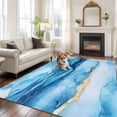 thumbnail image 2 of 5'x8' Area Rugs, Marble Blue Ombre Indoor Outdoor Area Rug for Living Room Bedroom, Modern Abstract Ink Painted Golden Washable Bathroom Rugs Kitchen Floor Carpet Mats Home Decor Aesthetic, 2 of 8