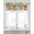 thumbnail image 2 of Parrots Beige Linen Curtain Valance for Bedroom/Bathroom/Kitchen/Living/Dining Room Window,Vintage Colorful Tropical Animal Bird Newspaper Pocket Topper Drapes Decorative Cafe Drapery Panel 42"x12", 2 of 6