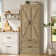thumbnail image 1 of Homfa 70'' Tall Kitchen Pantry with Shelf & Drawer, Farmhouse 2 Door Pantry Storage Cabinet for Dining Room Living Room, Rustic Brown, 1 of 8