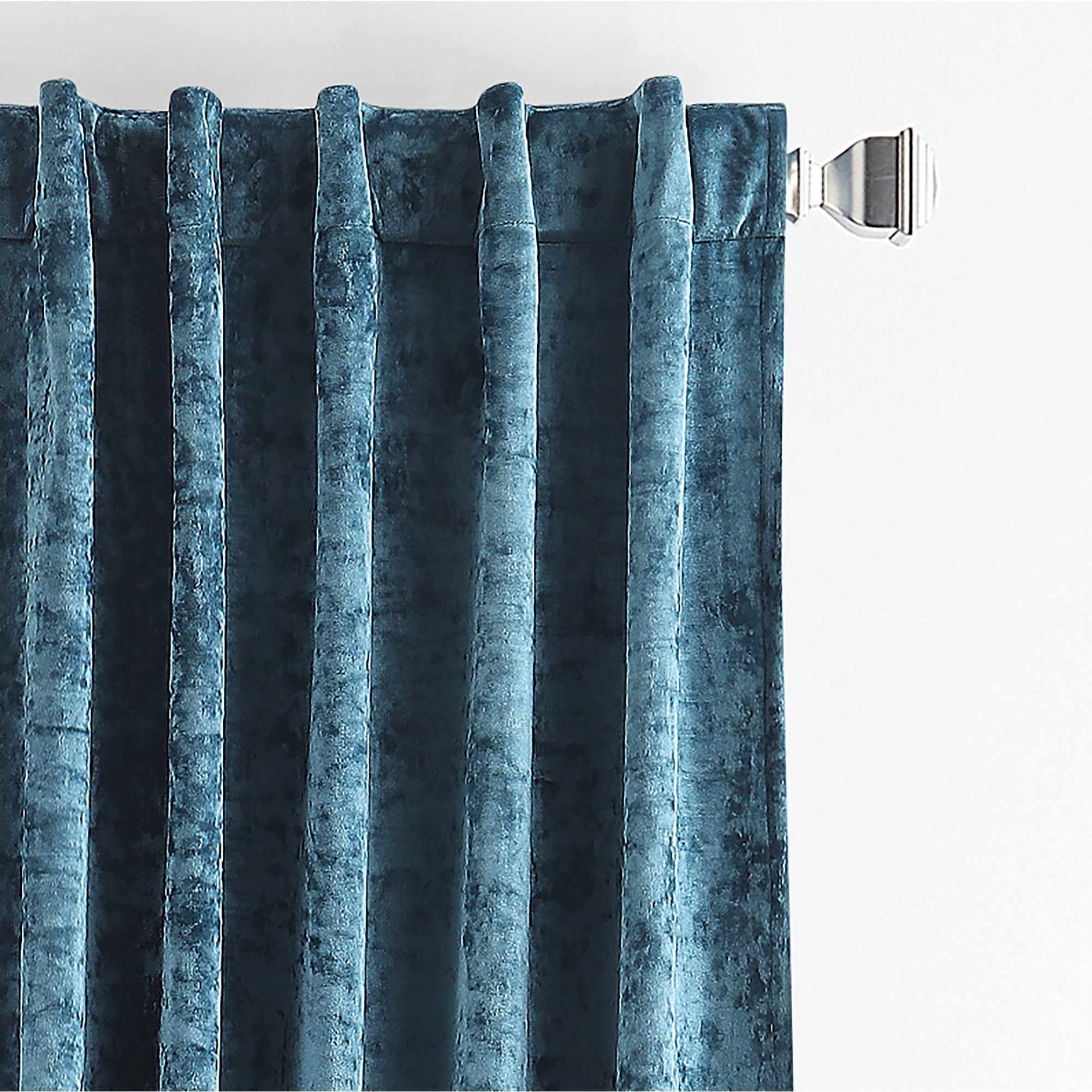 Martha Stewart Wave Embossed Velvet Curtain Panel Pair, Blue, Pole Top/Back Tab, Room Darkening, Indoor, Adult, 2 Piece Set, 37" x 84"