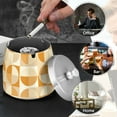 thumbnail image 4 of Yayeee Ashtray with Lid for Cigarette Smokeless Stainless Steel Home Ash Holder, Geometric Circles, 4 of 7