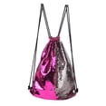 thumbnail image 1 of Mochila con cordón para mujer Paquete de lentejuelas de piel sintética para deportes al aire libre Bolsa de almacenamiento, rosa rojo plateado Monstrate AP001152-04B, 1 of 7