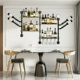 thumbnail image 4 of LUVODI Large Industrial Pipe Wine Rack with Drink Dispenser 4 Tier Wooden Liquor Bottle Hanging Shelf, 4 of 9