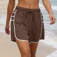thumbnail image 5 of Qgtaibl Womens Drawstring Cotton Athletic Shorts Elastic High Waist Dolphin Shorts with Pockets Casual Loose Fit Lightweight Workout Shorts for Summer Running Training Gym Coffee S, 5 of 8