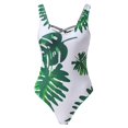 thumbnail image 5 of CALAFEBILA Women One-Piece Swimwear Summer Printed Mother's Day Shorts Bottom Sexy Strapless Sport Yoga Bikini, 5 of 7