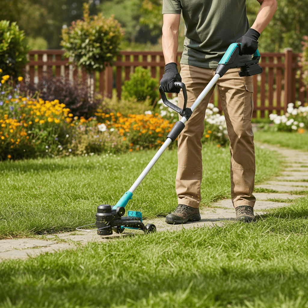 Garvee 20V Cordless String Trimmer 12" Cutting Swath 2-in-1 Electric Weed Wacker & Lawn Edger with 2 Batteries Fast Charger & Auto-Feed