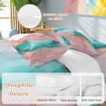 thumbnail image 2 of Pink Teal Duvet Cover Set Twin Size, Green Marble Abstract Cracks Texture Modern Art 4 Piece Soft Microfiber Bedding Set with 1 Duvet Cover, 1 Flat Sheet, 2 Pillowcases, 2 of 9