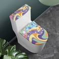 thumbnail image 2 of HELLHERO Toilet Dust Cover Set Pack of 2 U-Shaped Keep Dust Stain, Rainbow Wave Blooms, 2 of 8