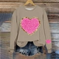 thumbnail image 5 of ICHUANYI Chandail à Col Rond pour Femmes de la Saint-Valentin avec Graphique de Cœur Imprimé, Col Rond, Décontracté, Ample, Chandail à Capuchon, Blouse à Manches Longues, Hauts, 5 of 5