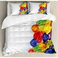 thumbnail image 3 of Watercolor Flower House Decor Twin Size Duvet Cover Set, Group of Murky Mix Fish Sea Animals in Dark Motley Abstract Image, Decorative 2 Piece Bedding Set with 1 Pillow Sham, Multi, by Ambesonne, 3 of 3