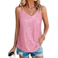 thumbnail image 2 of Sequin Tank Tops for Women Party Womens Vest Glitter Sparkly Tank Top Shiny Ladies Tops And Blouses Pink, 2 of 9