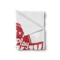 thumbnail image 2 of Hockey Soft Flannel Fleece Blanket, Let's Play Retro Style Sports Stamp Illustration League Tournament Win Victory, Cozy Plush for Indoor and Outdoor Use, 50" x 70", Dark Coral White, by Ambesonne, 2 of 5