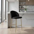 thumbnail image 1 of Silla Alta Terciopelo Negro con Patas Doradas - Banco para Barra Moderno y Elegante Silla Alta para Cocina, Bar y Comedor, 1 of 9