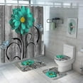 thumbnail image 1 of 4 Pcs Shower Curtain Sets Floral Modern Luxury with Non-Slip Rug, Toilet Lid Cover and Bath Mat,Shower Curtain with 12 Hooks, Waterproof, 1 of 11