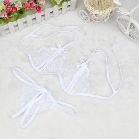

KUNPENG Women Lady Sexy Lingerie Lace Underwear Sleepwear G-string Lingerie Valentine s Nightgown Pajamas White / M