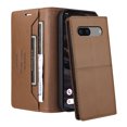 thumbnail image 2 of For Google Pixel 7A Flip Wallet Case,[RFID Blocking]PU Leather Magnetic Folio Cover,With Card Slots,Flip Folding Kickstand,Shockproof TPU Anti-fall Rugged Phone Case Cover,Brown, 2 of 11