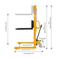 thumbnail image 2 of APOLLOLIFT 1100lbs Hand Manual Pallet Stacker 63" Lift Height Walkie Straddle Pallet Stacker with Adjustable Fork, 2 of 7