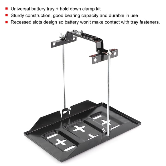 Plateau Porte-Batterie avec Pince de Maintien, Ajustement Universel, Construction Robuste, Design à Fentes Encastrées, Durable