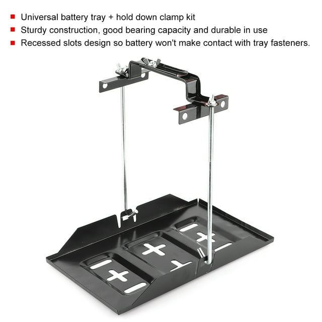 Plateau Porte-Batterie avec Pince de Maintien, Ajustement Universel, Construction Robuste, Design à Fentes Encastrées, Durable