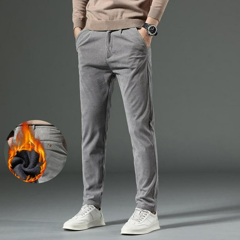 Casual Pants for Men Solid Color Slim Fit Elastic Waist Drawstring