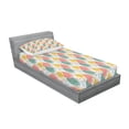 thumbnail image 3 of Ambesonne Leaves Fitted Sheet & Pillow Sham Set, Pastel Botany on Spots, Queen, White Multicolor, 3 of 3