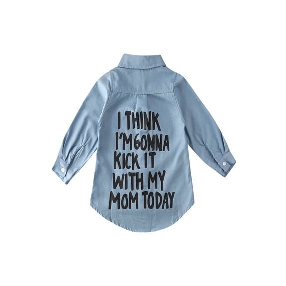 Gureui Baby Girls Autumn Warm T-Shirt, Toddler Denim Letter Print Long Sleeve Blouse Top