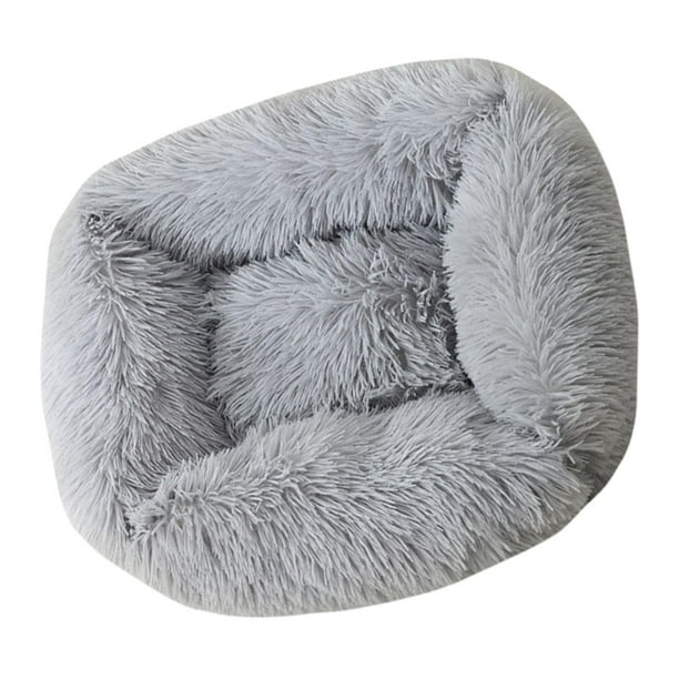 Cama acogedora para perros y gatos, perrera cálida, nido largo de felpa, tapete suave rectangular L gris claro