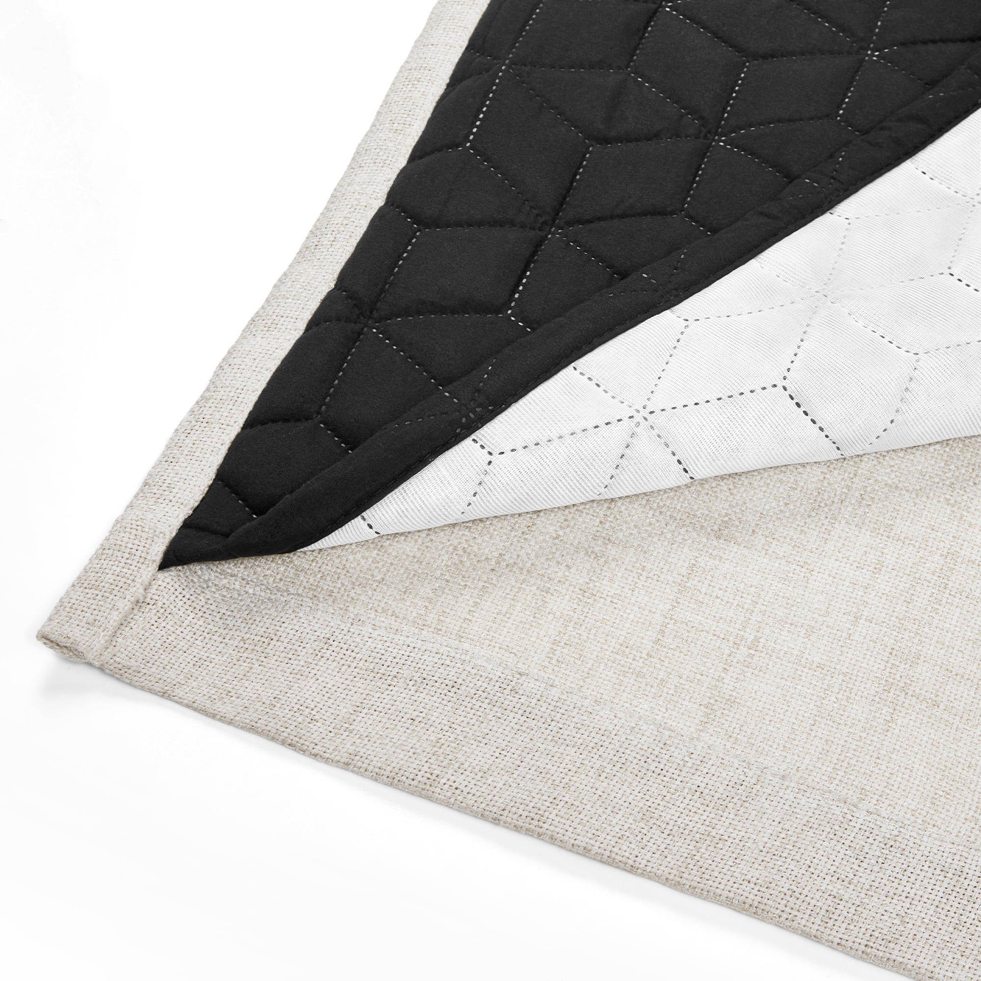 ZOPZO 100% Blackout Curtain Classic Natural Linen, Noise Reducing, 52W x 84L Inch, Double Brushed Fabric Geometric Embroidery, Set of 2