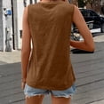 thumbnail image 4 of Women's Summer Sleeveless Shirts Casual V Neck Tank Tops with Pockets, Brown 2XL, 4 of 4