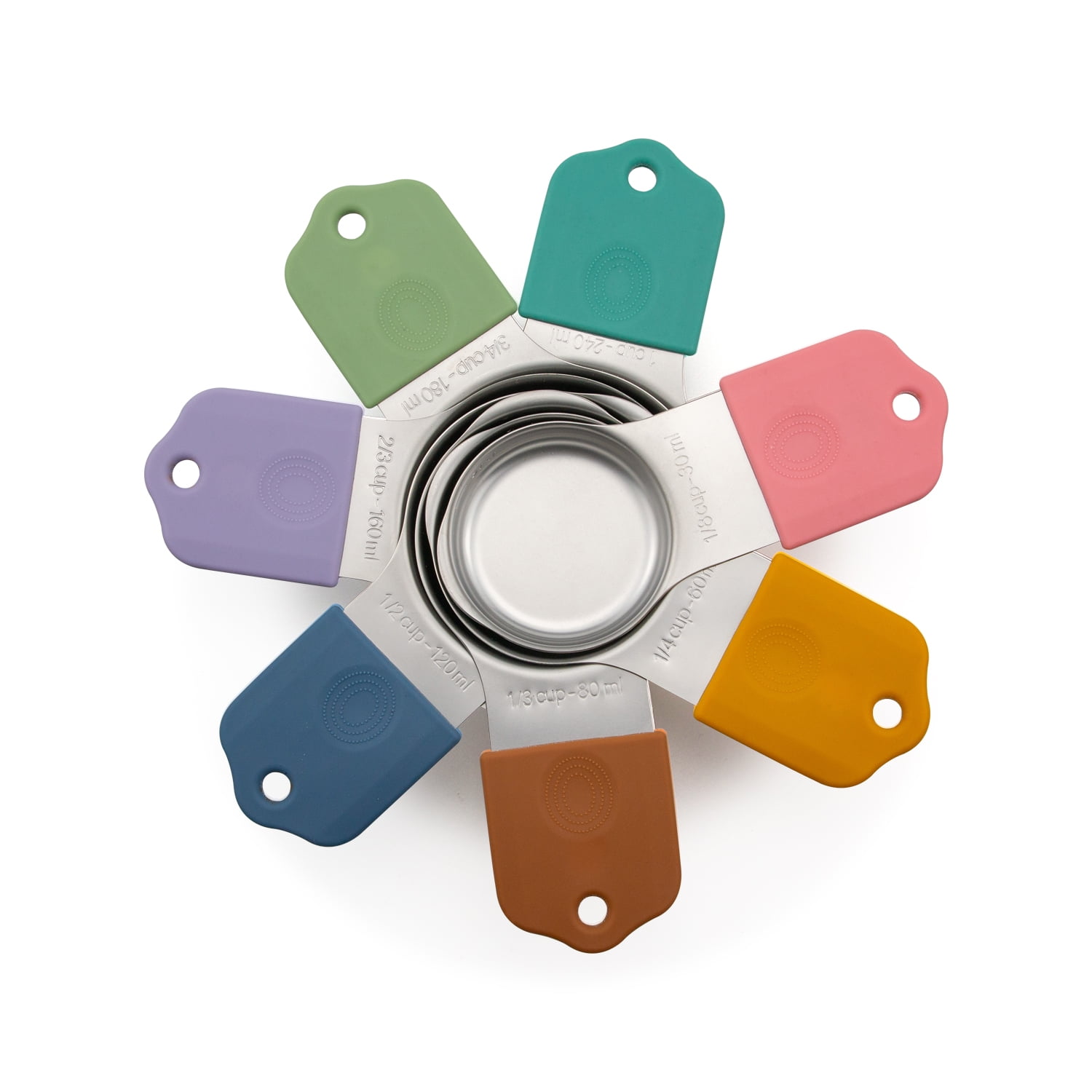 Stainless Steel Magnetic Stackable Collapsible for Liquid Dry Ingredients Measuring Cup Set, Set of 7, Multi-Color