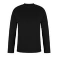 thumbnail image 5 of Wyobmus Mens Cotton Crewneck Tshirt Loose Fit Ribbed Pullover Solid Long Sleeve Closed Cuff Sweatshirts Black, 5 of 5