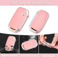 thumbnail image 3 of Key Fob Cover Compatible with Kia K5 Forte Sportage Soul Seltos Telluride Sorento Niro 5 Button TPU Leather Zinc Alloy Keychain Case Holder Protector,Pink, 3 of 7