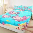 thumbnail image 3 of Manfei Cartoon Axolotl Bed Sheets Twin, Blue Pink Twin Sheet Sets, Cute Ocean Sealife Bedding Sets Twin Size, Lightweight Bedroom Decoration, 3pcs, 3 of 7