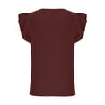 thumbnail image 3 of New summer arrivals Olyvenn Women's V Neck Knitted Tank Tops Trendy 2025 Summer Slim Fit Ruffle Sleeveless Tee Shirts Solid Color Casual Blouse Coffee S, 3 of 5