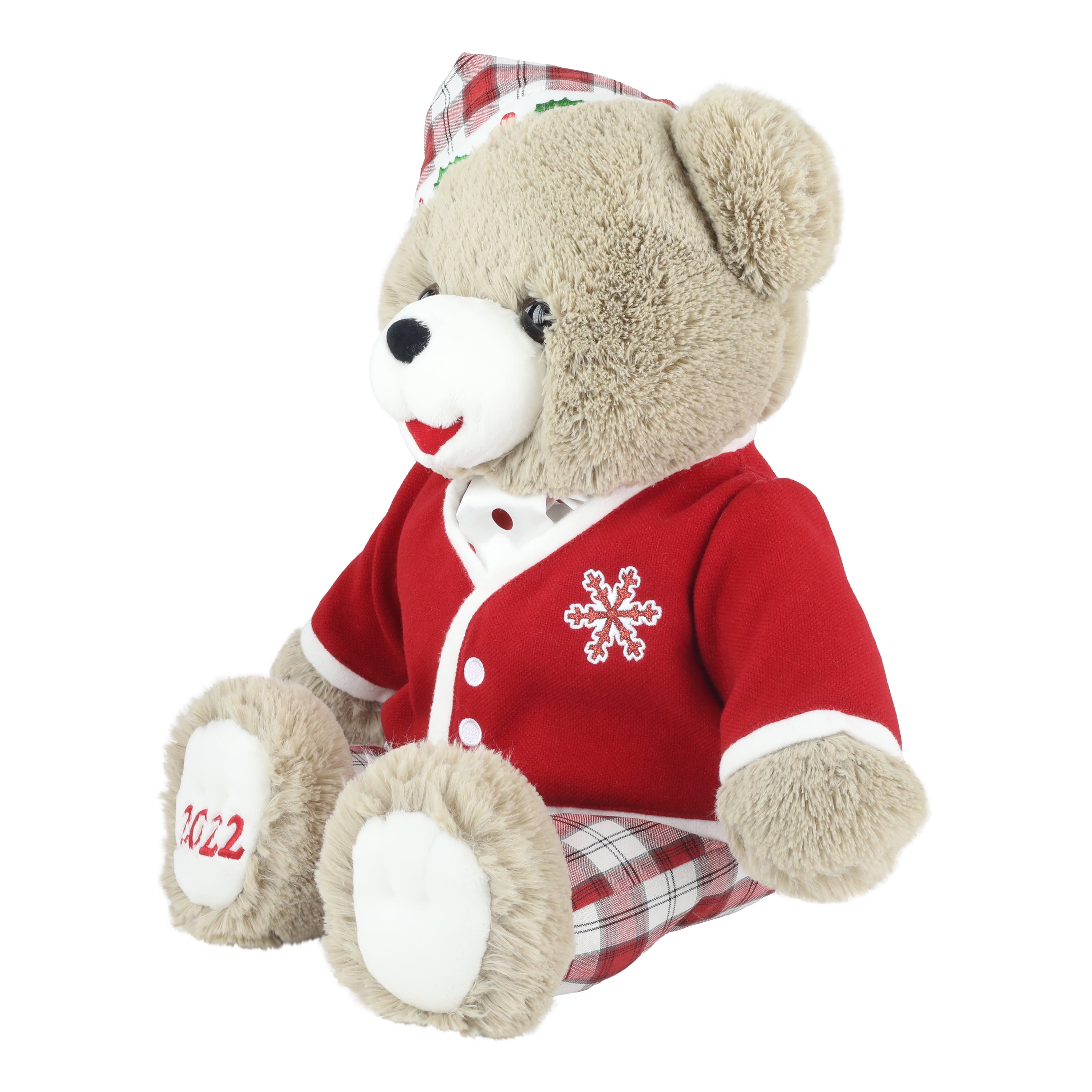 Holiday Time 15 inch Snowflake Teddy Bear 2022, Snowflake Blue Ski Wear Boy  