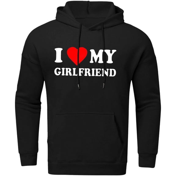 Novelty 'I Love My Girlfriend' Unisex Oversized Long Sleeve Hoodie - Valentine's Day Gift