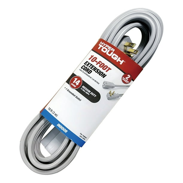 Hyper Tough 10FT 14AWG 3 Prong Gray Indoor Air Conditioner Extension