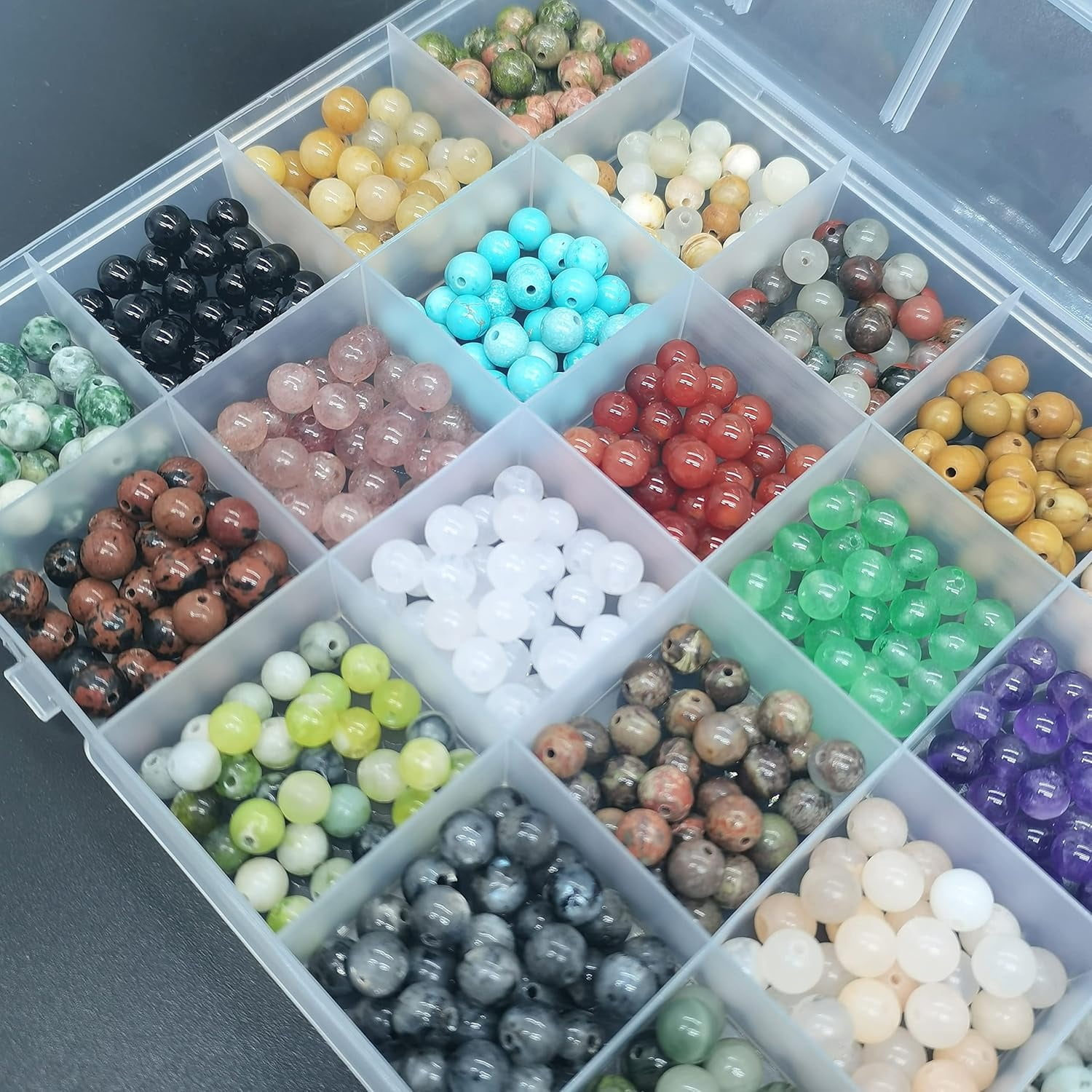 720Pcs Natural Round Stone Beads Gemstone Beaded Hole Crystal Power Stone Healing Bracelet Necklace Earrings Jewellery Making