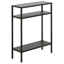 Evelyn&Zoe Ricardo 22" Wide Rectangular Console Table with Metal Shelves, Blackened Bronze