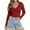 Red, variant on Crunowin Women's Casual Crop Tops Slim Fit Short Sleeve V Neck Tight T Shirts Black Size L
