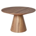 thumbnail image 4 of LeisureMod 5-Piece Dining Set Round Dining Table in Natural Wood and 4 Leather Dining Chairs for Modern Home, Kitchen Fynix Collection, 4 of 22