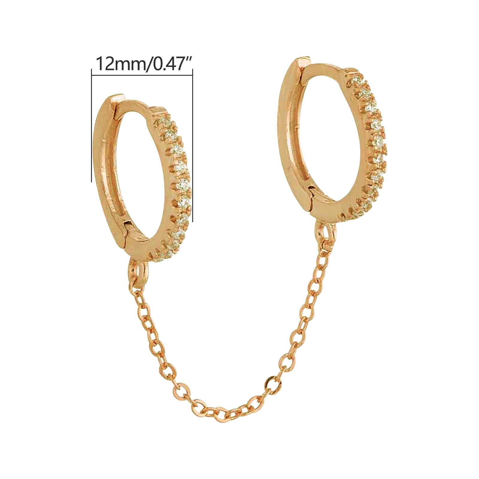 Jewelry On Clearance Exquisite Fashion Ladies Long Chain Earrings Copper Set Zircon Earrings Ladies Chain Earrings Double Pierced Chain Earrings Earrings Gold