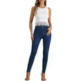 thumbnail image 2 of INSPIRE CHIC Women's Top Ribbed Knit Tank Crew Neck Sleeveless Crop Tassel Trim Vest L White, 2 of 6